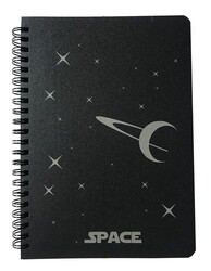 Space 14x20 cm PP Kapak Siyah Yaprak Spiralli Defter Düz 60 Yaprak