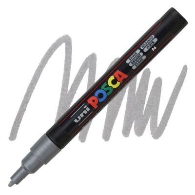 Posca PC-3M 0.9-1.3 mm Poster Markörü, Gümüş - 1