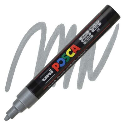 Posca PC-5M 1.8-2.5 mm Poster Markörü, Gümüş - 1