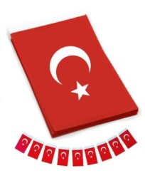 Vatan Büyük Boy, Kağıt İpli Bayrak  11x19 cm 40 Lı