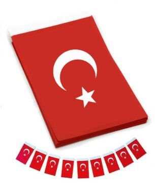 Vatan Büyük Boy, Kağıt İpli Bayrak  11x19 cm 40 Lı - 1