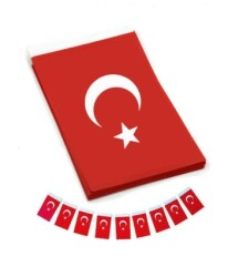 Vatan Minik, Kağıt İpli Bayrak  6x10 cm 50'li Paket