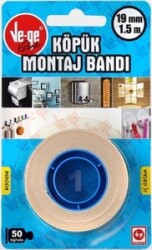 Ve-Ge Çift Taraflı Köpük Montaj Bandı İç Ortam 19 mm x 1.5 m