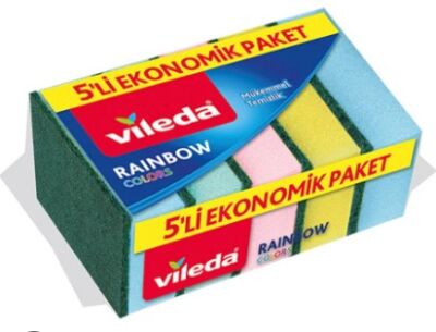 Vileda Bulaşık Süngeri Rainbow Düz 5'li - 1
